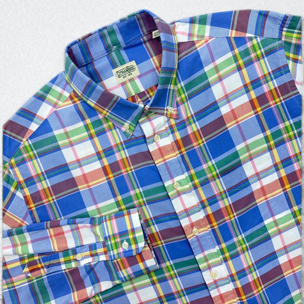 Gitman Bros OCBD Shirt Mens XXL Multicolor Plaid Long Sleeve Oxford Made In USA